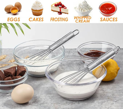 Webake 7.5" Stainless Steel Mini Whisks, 304 Small Metal Whisk for Professional or Home Set of 2 - Image 4