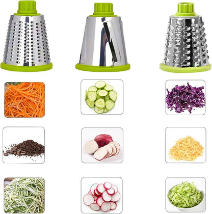 Dachenus Cheese Grater Rotary Cheese Grater,Versatile Cheese Shredder,Blades for Shredding, Grating, Slicing,Cheese Shredder with Suction Base and Cleaning Brush Kitchen Gift (green)