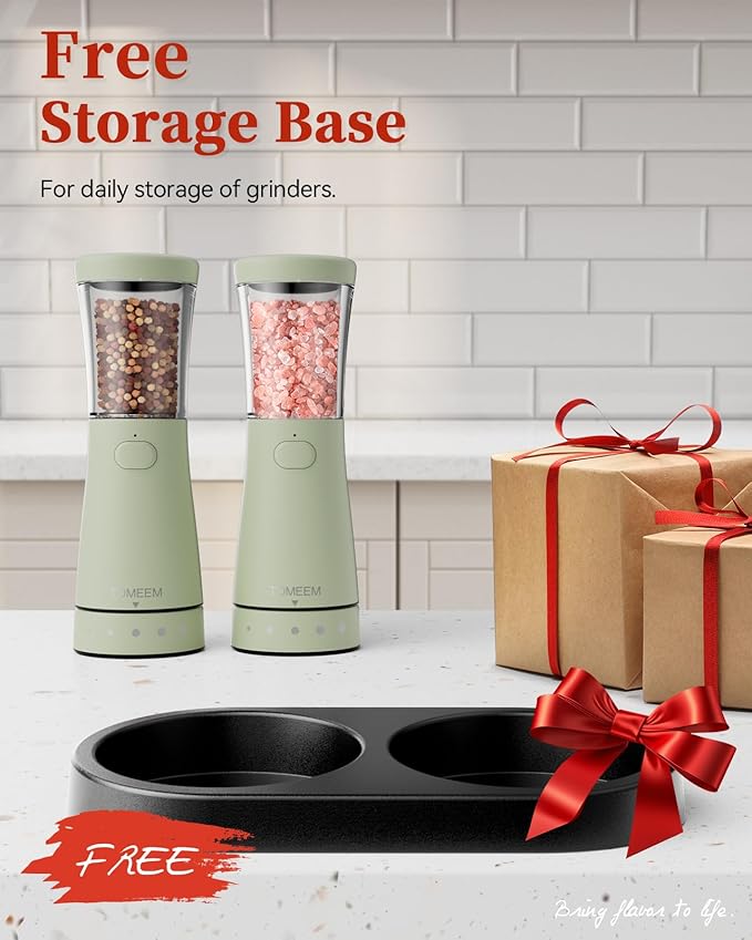 Electric Salt and Pepper Grinder Set with Storage Base, Stainless Steel Rechargeable Salt and Pepper Grinder Set with 4.5 oz Large Capacity, 1.8" Wide Mouth, Adjustable Coarseness, Ideal for Kitchen - Image 9
