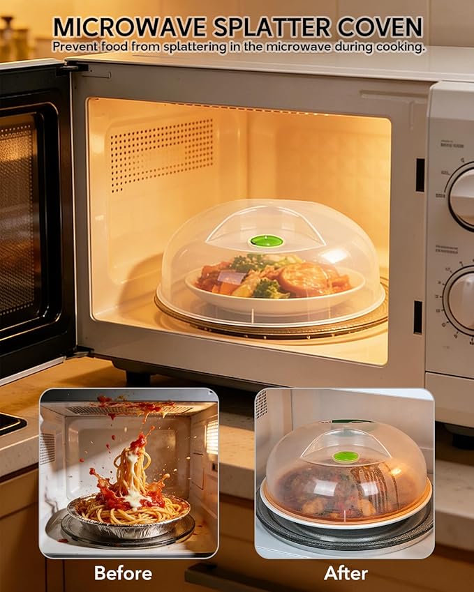 Microwave Splatter Cover, Microwave Cover for Food, Large Microwave Plate Cover Guard Lid with Steam Vents Keeps Microwave Oven Clean, 11.5 Inch BPA Free & Dishwasher Safe