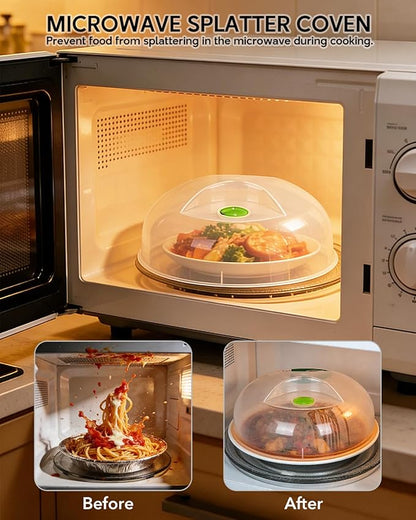 Microwave Splatter Cover, Microwave Cover for Food, Large Microwave Plate Cover Guard Lid with Steam Vents Keeps Microwave Oven Clean, 11.5 Inch BPA Free & Dishwasher Safe