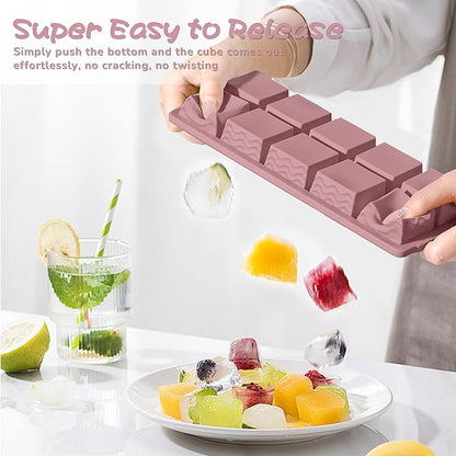 Doasuwish Ice Cube Trays with Lid, 3 Pack 10 Cubes 2 Tbsp. Silicone Ice Cube Trays for Freezer, Perfect for Freezing and Storing Ice Cubes, Chocolates, Sauces, Juices, Fruit Purees and More, BPA Free
