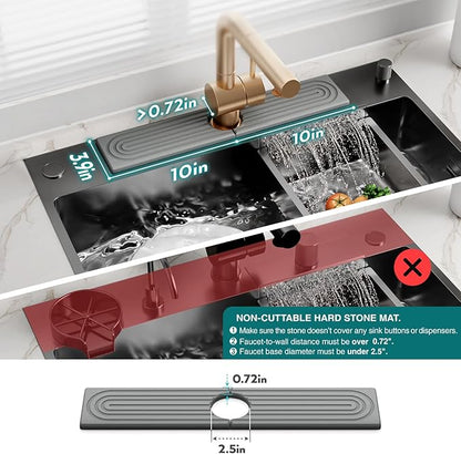 eormoe Diatomite Stone Sink Candy - Instant Dry Stone Sink Tray around Faucet, Prevents Moisture Buildup - Faucet Splash Guard for Bathroom Counter (Dark Grey, 20" x 3.9") - Image 4