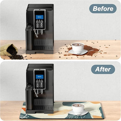 Rnivvi Coffee Mat, 16" x 24" Cute Boho Theme Coffee Bar Mats for Espresso Machine Station Accessories and Organizer, Hide Stain Rubber Backed Absorbent Dish Drying Pad for Kitchen Counter, Leaves - Image 6