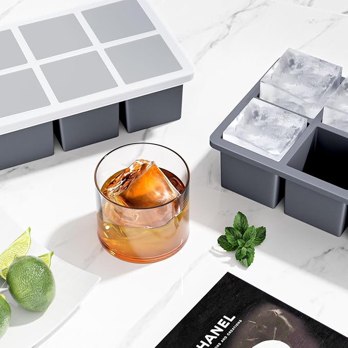 Large Ice Cube Tray for Whiskey: FDDBI Big Square Ice Cube Maker for Cocktail - 3Pack Silicone Old Fashioned Ice Cube Trays - 2inch Huge Cubed Ice Trays for Whisky - Image 2
