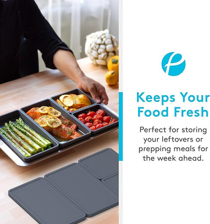 Cheat Sheets Lids - Silicone Bakeware Lid for Prepd Modular Sheet Pan Dividers - 4 Nonstick, Oven, Microwave, Dishwasher, Fridge & Freezer-Friendly Sheet Pan Divider Lids for Cooking & Storage