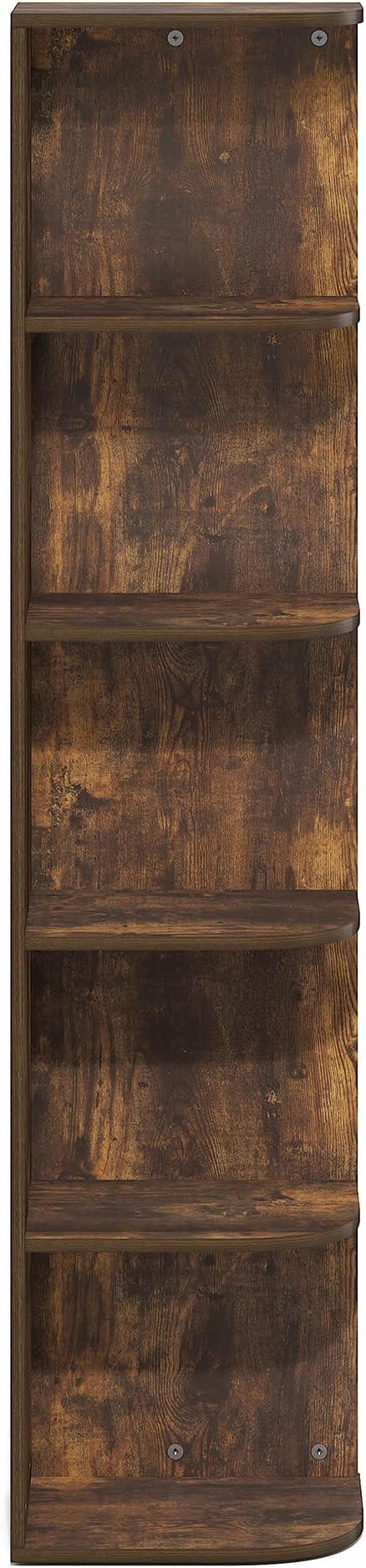 Furinno PASIR Book Shelf, 5-Tier Corner Bookshelf with Open Shelf, Standing Bookcase, 9.3 x 12 x 51.7, for Organization and Storage, for Living Room, Bedroom, Home Office, Amber Pine - Image 7