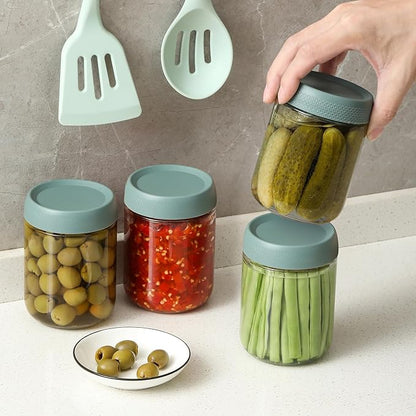 NETANY 6-pack 16oz Glass jars with Airtight Lids, Overnight Oats Containers with Lids, Wide mouth Mason Salad jars, Glass Food Storage Containers for Snacks Yogurt Spice Sugar - Green - Image 5