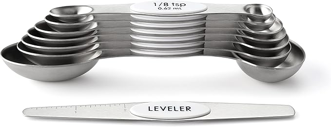 Spring Chef White Stainless Steel Magnetic Measuring Spoons Set of 8 with Leveler, Dual Sided Metal Teaspoon & Tablespoon Measuring Spoons, Fits in Spice Jars, Kitchen Gadgets for Baking & Cooking - Image 8
