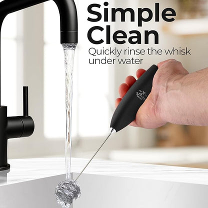 Zulay Kitchen Patented Tornado Triple Whisk Milk Frother with 4 Duracell Batteries – Handheld Foam Maker for Coffee, Lattes, Matcha & Hot Chocolate – Rich, Creamy Froth in Seconds - Obsidian Black - Image 9