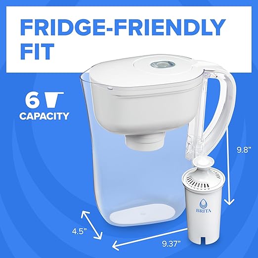 Brita Metro Water Filter Pitcher with SmartLight Change Indicator, BPA-Free, Replaces 1,800 Plastic Water Bottles a Year, Lasts Two Months, Includes 1 Filter, Small - 6-Cup Capacity, White - Image 7