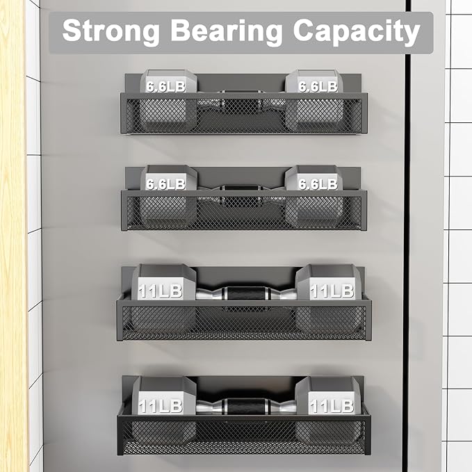 Aufworld Magnetic Spice Rack for Refrigerator, 4 Pack Magnetic Shelf, Fridge Magnet Organizer with Moveable 8 Hooks, Magnetic Fridge Shelf for Kitchen Organization and Storage (4 Pack) - Image 3
