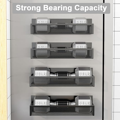 Aufworld Magnetic Spice Rack for Refrigerator, 4 Pack Magnetic Shelf, Fridge Magnet Organizer with Moveable 8 Hooks, Magnetic Fridge Shelf for Kitchen Organization and Storage (4 Pack) - Image 3