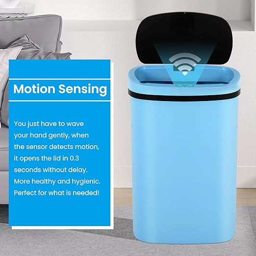 13 Gallon Trash Can | 50L Sensor Automatic Kitchen Trash Can with Lid | Touchless Garbage Bin Odor-Control for Kitchen, Office, Bedroom, Living Room (1 Pack, Blue) - Image 2