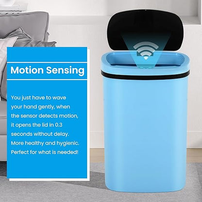 13 Gallon Trash Can | 50L Sensor Automatic Kitchen Trash Can with Lid | Touchless Garbage Bin Odor-Control for Kitchen, Office, Bedroom, Living Room (1 Pack, Blue) - Image 2