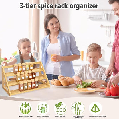 Spice Rack - Bamboo Wood Spice Rack Organization for Cabinet/Countertop - Image 3