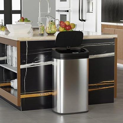 22 Gallon Big Kitchen Trash Can with Lid, Automatic Motion Sensor Garbage Can, 82 L Large Waste Bin, Stainless Steel Tall Kitchen Trash Can Metal Trash Bins for Kitchen, Home, Office