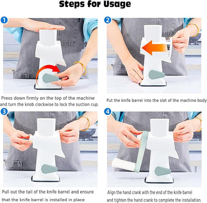 Dachenus Cheese Grater Rotary Cheese Grater,Versatile Cheese Shredder,Blades for Shredding, Grating, Slicing,Cheese Shredder with Suction Base and Cleaning Brush Kitchen Gift(white)
