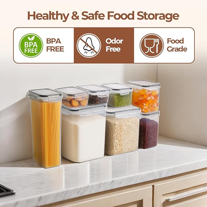 ComSaf Airtight Food Storage Containers with Lids, 11 Pcs Canisters Sets for the Kitchen, Plastic Pantry Organizers and Storage for Cereal, Flour, Sugar,Kitchen Storage Containers Include Labels - Image 6