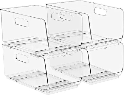 Sorbus Stackable Storage Bins Open Front - Pantry Bins for Storage and Organization for Kitchen - Clear Pantry Organizer Bins (Medium 4 Pack) by Sorbus
