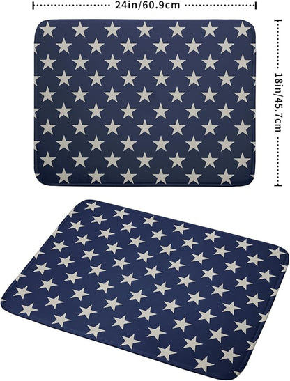 Patriotic July of 4th Blue Star Dish Drying Mat for Kitchen Counter 18x24 Memorial Independence Day Absorbent Reversible Microfiber Drying Mats Kitchen Countertop Protector Dishes Drainer Pad - Image 2