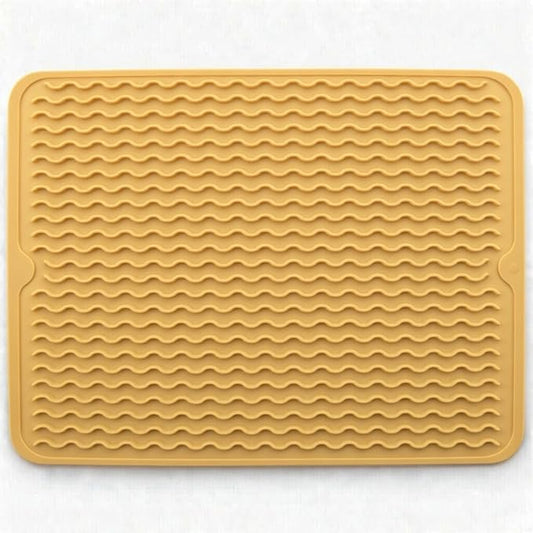 Silicone Drying Mat 16 × 12 – Yellow Tan Non-Slip Sink Mat for Kitchen Counter, Heat-Resistant Food-Grade Dish Pad, Easy-Clean Multipurpose Drawer Liner (Yellow Tan, 16" x 12")