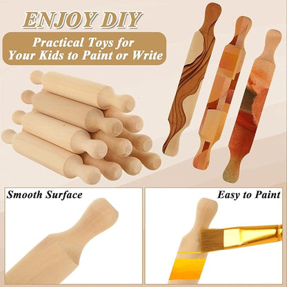 WOPPLXY 50 Pcs Mini Rolling Pin, 5.5 Inches Wooden Rolling Pins, Mini Rolling Pins Bulk, Mini Wood Rolling Pin for Home Kitchen Fondant Pastry Pizza Baking and Crafting - Image 3