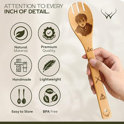 Harry Gifts for All Potter Fans Wooden Spoons for Cooking - 6-Piece Wooden Utensil Set with Spatulas & Spoons, Heat-Resistant, Eco-Friendly Kitchen Utensils for Non-Stick Cookware - Image 8