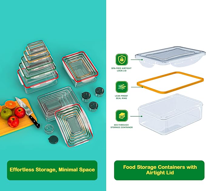 70 Pcs Large Food Storage Containers with Lids Airtight-2500ML to Small Box,Total 22812 ML Stackable Kitchen Bowls Set(35 Containers,35 Lids)-BPA Free Leak proof Plastic Boxes-Microwave safe - Image 4