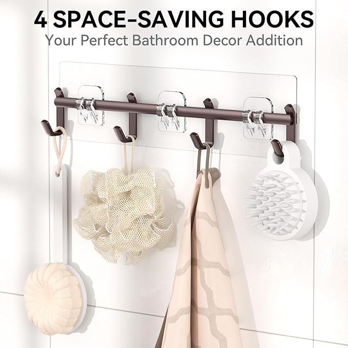 YASONIC Shower Caddy, 6 Pack Large Capacity shower Organizer with Soap Holder and 12 Hooks, Rustproof Shelves for Inside Shower, No Drilling&Sleek Bathroom Organizers and Storage Bronze XL - Image 4