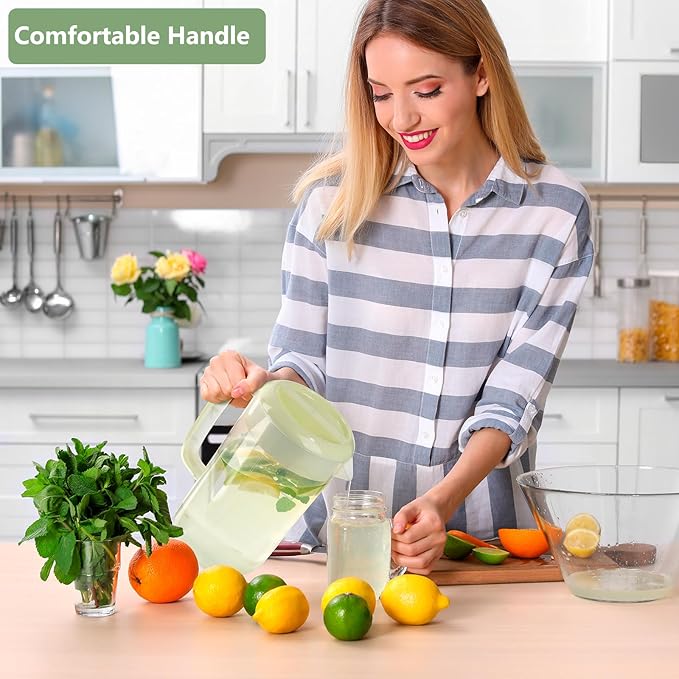 Clear Plastic Pitcher with Lid, 2 Pack Clear Water Pitcher for Cold Drinks, Iced Tea Pitcher for Lemonade, Iced Tea, Milk, Juice, Beverages (1 Gallon 4 Litre) - Image 7