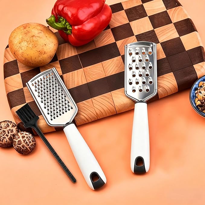 Zester Grater Set of 2, Kitchen Grater Zester Tool for Cheese,Lemon,Nutmeg, Chocolate, Fruits,Vegetables,Zucchini, Carrot, Apple, Cabbage (thick shreds&thin shreds) - Image 5