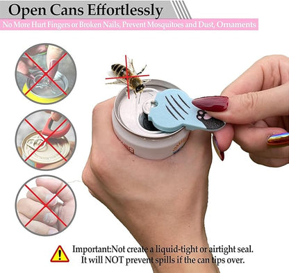 Soda Can Tab Opener Mini Soda Can Cover Easy Tab Opener and Drink Protector Cute Beverage Barricade Soda Protector for Beer,Coke,Aluminum Cans at Party,BBQ, Beach(Cat Paw Blue)