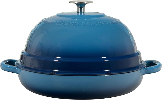 EDGING CASTING Enameled Cast Iron Dutch Oven Pot with Lid, Round Bread Oven for Homemade Sourdough Bread Baking, 6 Quart, Lake Blue - Image 6