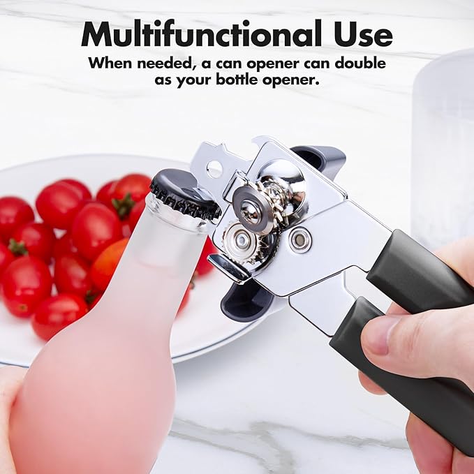 Can Opener Manual, COKORA Can Openers Hand Held with Comfort Anti-Slip Handles, Heavy Duty Stainless Steel Can Opener Smooth Edge and Bottle Openers, Easy Turn Can Openers for Seniors, Kitchen, Gray - Image 6