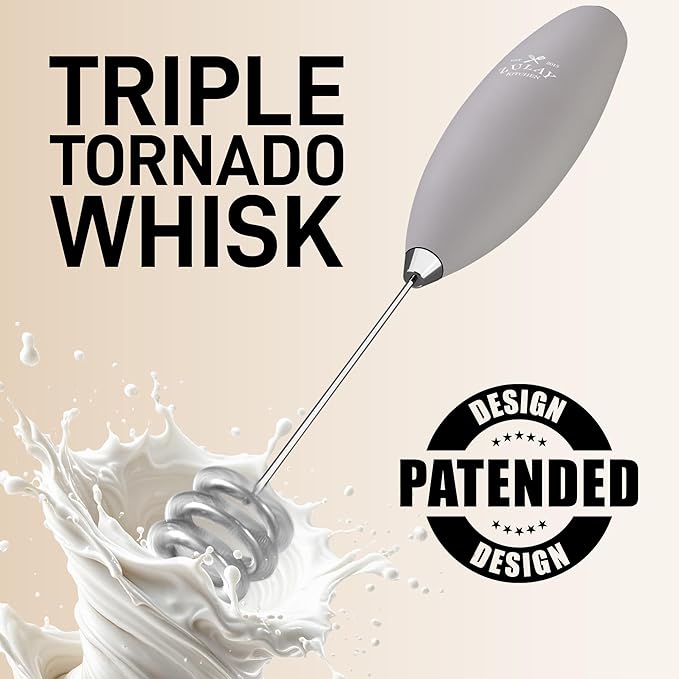 Zulay Kitchen Patented Tornado Triple Whisk Milk Frother with 4 Duracell Batteries – Handheld Foam Maker for Coffee, Lattes, Matcha & Hot Chocolate – Rich, Creamy Froth in Seconds - Steel Gray - Image 5