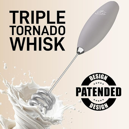 Zulay Kitchen Patented Tornado Triple Whisk Milk Frother with 4 Duracell Batteries – Handheld Foam Maker for Coffee, Lattes, Matcha & Hot Chocolate – Rich, Creamy Froth in Seconds - Steel Gray - Image 5