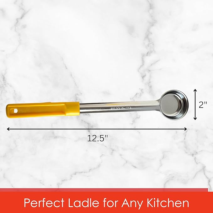1 Ounce Solid Stainless Steel Portion Control Ladle Spoon for Measuring and Serving; Commercial Grade Serving Scoops [Pack of 2] - Image 3