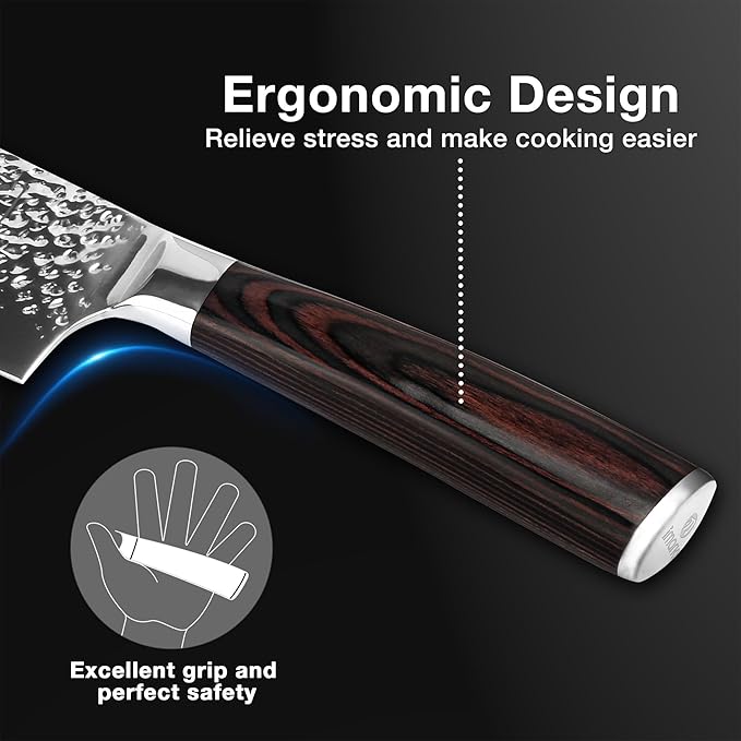 imarku Nakiri Knife,7 Inch High Carbon Stainless Steel Japanese Chef Knife,Razor Sharp Chopping Vegetable and Meat Cleaver Kitchen Knife with Ergonomic Handle,Mothers Day Gifts for Mom - Image 6