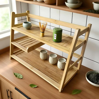 3 Tier Bamboo Matcha Station, coffee station organizer Shelf with Drawer for Kitchen Countertop, Tea Bar - Matcha Powder, Tools & Cup Organizer for Matcha Lovers, Home Baristas. - Image 7