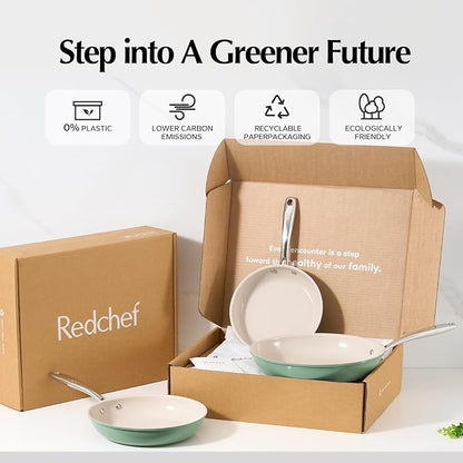 Redchef Nonstick Frying Pan Skillet, Ceramic Non-Stick Saute Pans, 11 inch Cooking Fry Pan with Stay Cool Handle, All Stovetops (Gas, Electric & Induction), Dishwasher/Oven Safe, PFAS-Free (Green) - Image 5
