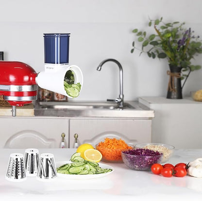 Slicer Shredder Attachment for Kitchenaid Stand Mixer, Salad Machine with Vegetable Slicer, Salad Maker, Food Slicers Cheese Grater Attachments for Kitchenaid Mixer Dishwasher Safe By Airpro,Blue - Image 8