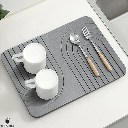 Stone Dish Drying Mat for Kitchen Counter – Diatomaceous Earth Drying Mat | Fast-Absorbing, Minimalist Design, Durable Diatomite | Non-Slip, Heat Resistant, Easy-to-Clean | USA Brand | 15.7”x11.8” - Image 5
