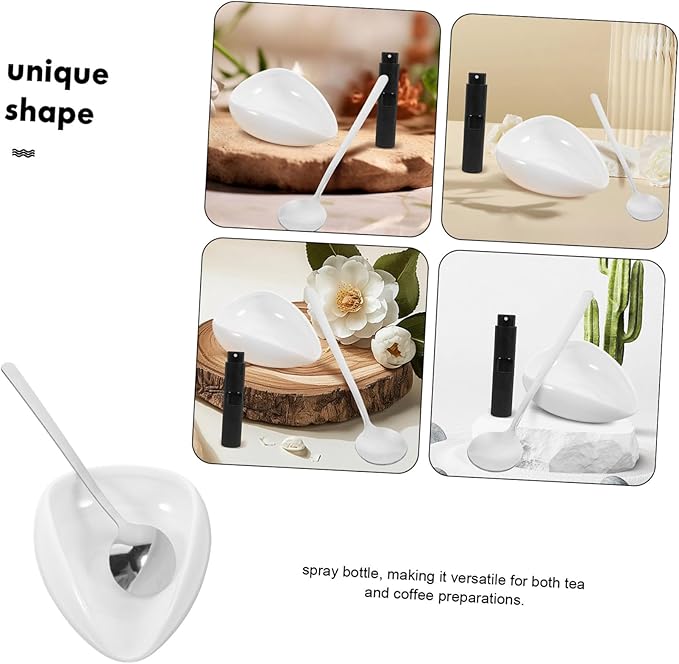 Zerodeko 3 Pcs Ceramic Tea with Coffee Beans Tray Single Dosing Bowl and Spray Bottle for Tea and Coffee Preparation Porcelain Cha He for Enthusiasts