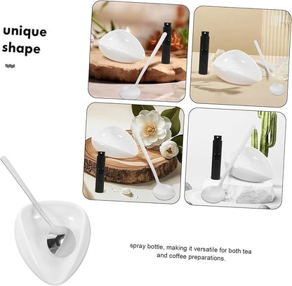 Zerodeko 3 Pcs Ceramic Tea with Coffee Beans Tray Single Dosing Bowl and Spray Bottle for Tea and Coffee Preparation Porcelain Cha He for Enthusiasts
