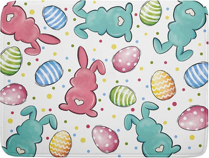Easter Dish Drying Mat for Kitchen Counter Colorful Bunny Holiday Microfiber Absorbent Dish Draining Reusable Washable Foldable Extra Large 18"x24" by Unknown