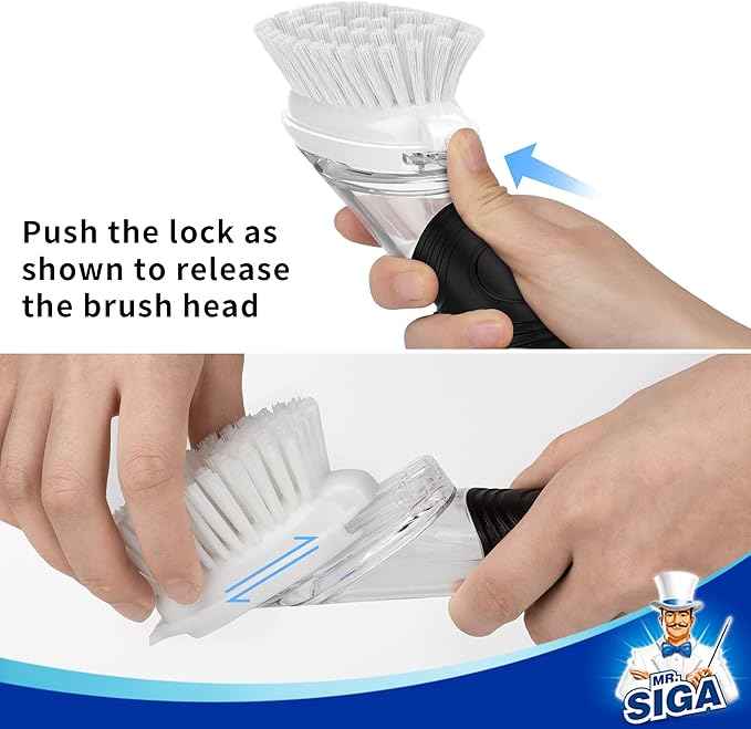 MR.SIGA Soap Dispensing Dish Brush Storage Set, Kitchen Brush with Holder for Pot Pan Sink Cleaning - Image 4