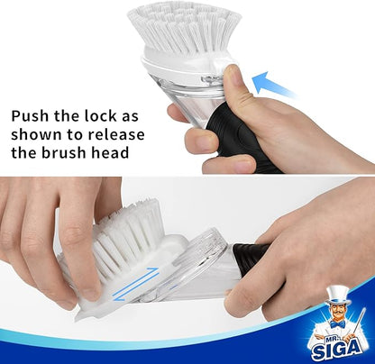 MR.SIGA Soap Dispensing Dish Brush Storage Set, Kitchen Brush with Holder for Pot Pan Sink Cleaning - Image 4