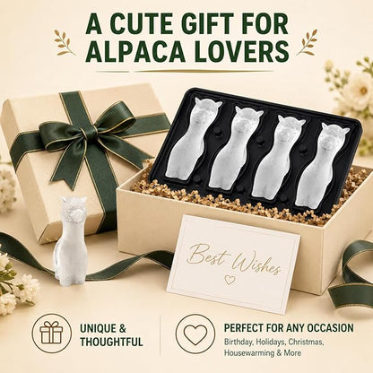 Alpaca Ice Cube Tray Mold - 3D Alpaca Shape Ice Cube Trays, Cute Ice Cube Molds for Whiskey Bourbon, 4-Hole Large Fun Shapes Ice Cube Trays, Funny Alpaca Gifts for Alpaca Lovers Women Men