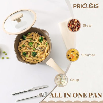 PRICUSIS Nonstick Saucepan with Lid, 2 Quart Sauce Pan, Healthy Sauce Pot with Pour Spouts for Multipurpose Use, PFOS & PFOA Free, Induction Compatible, Apricot - Image 7